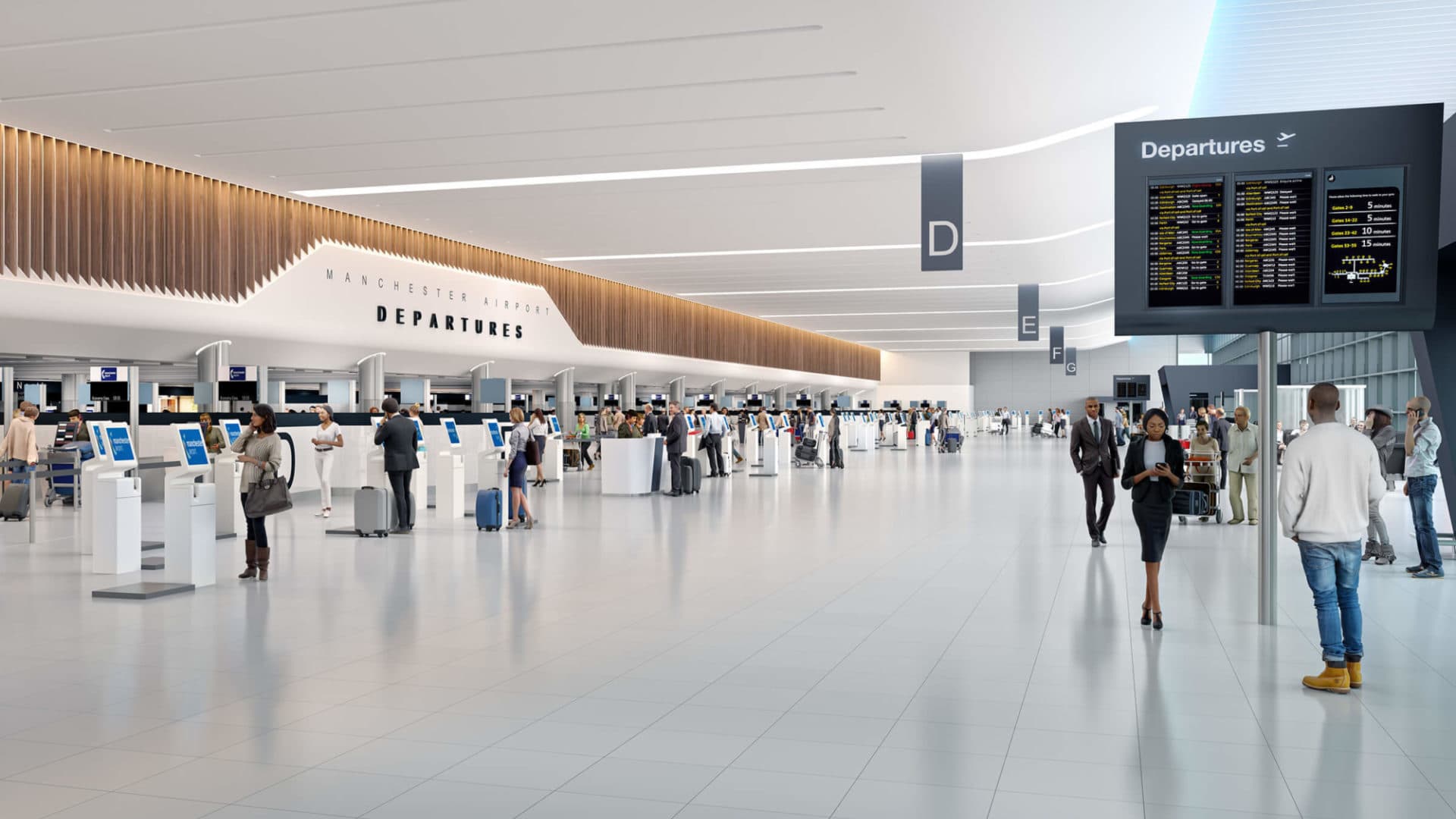 Interior image of Manchester airport departures