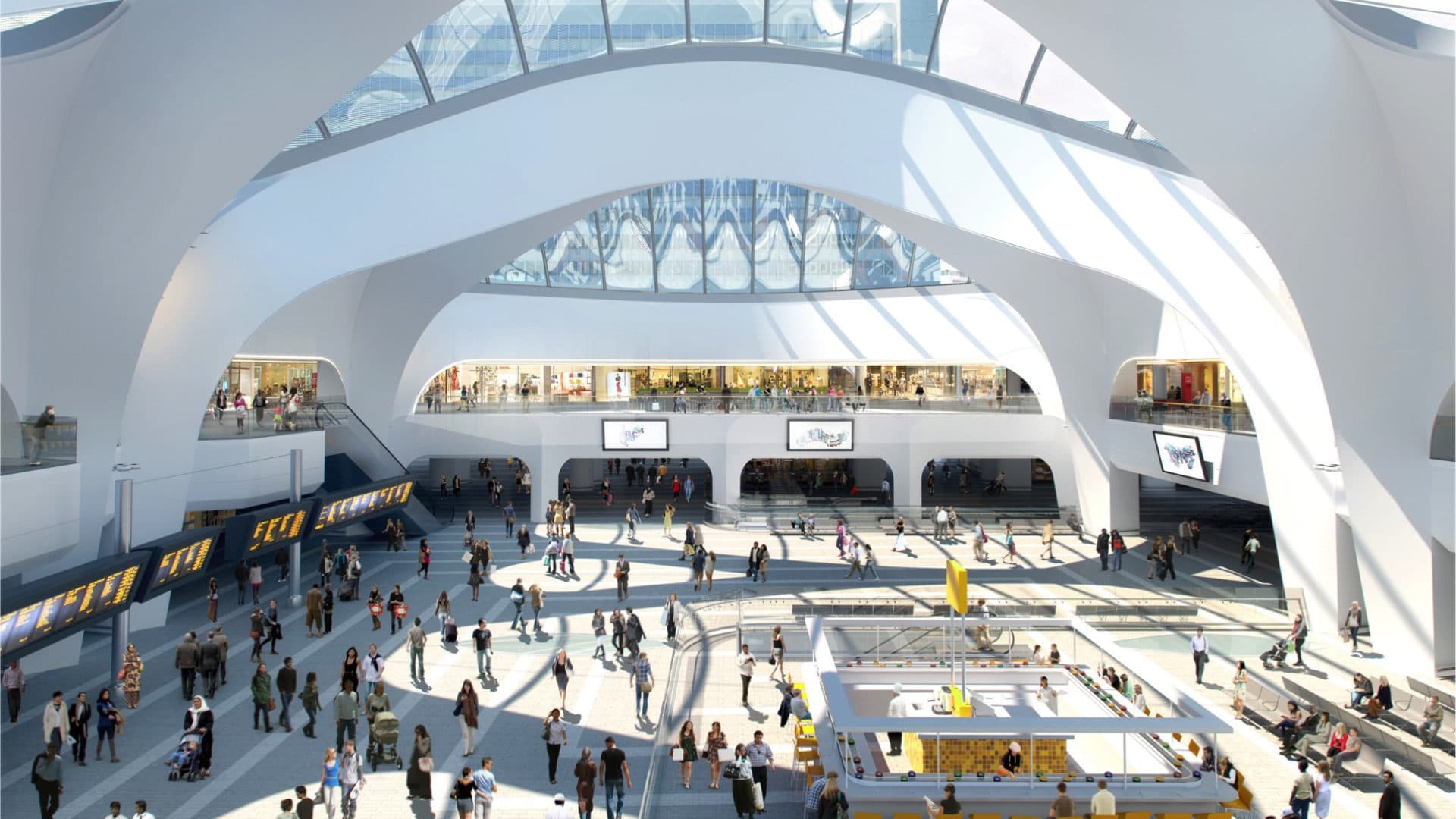 Interior render of Birmingham New Street station