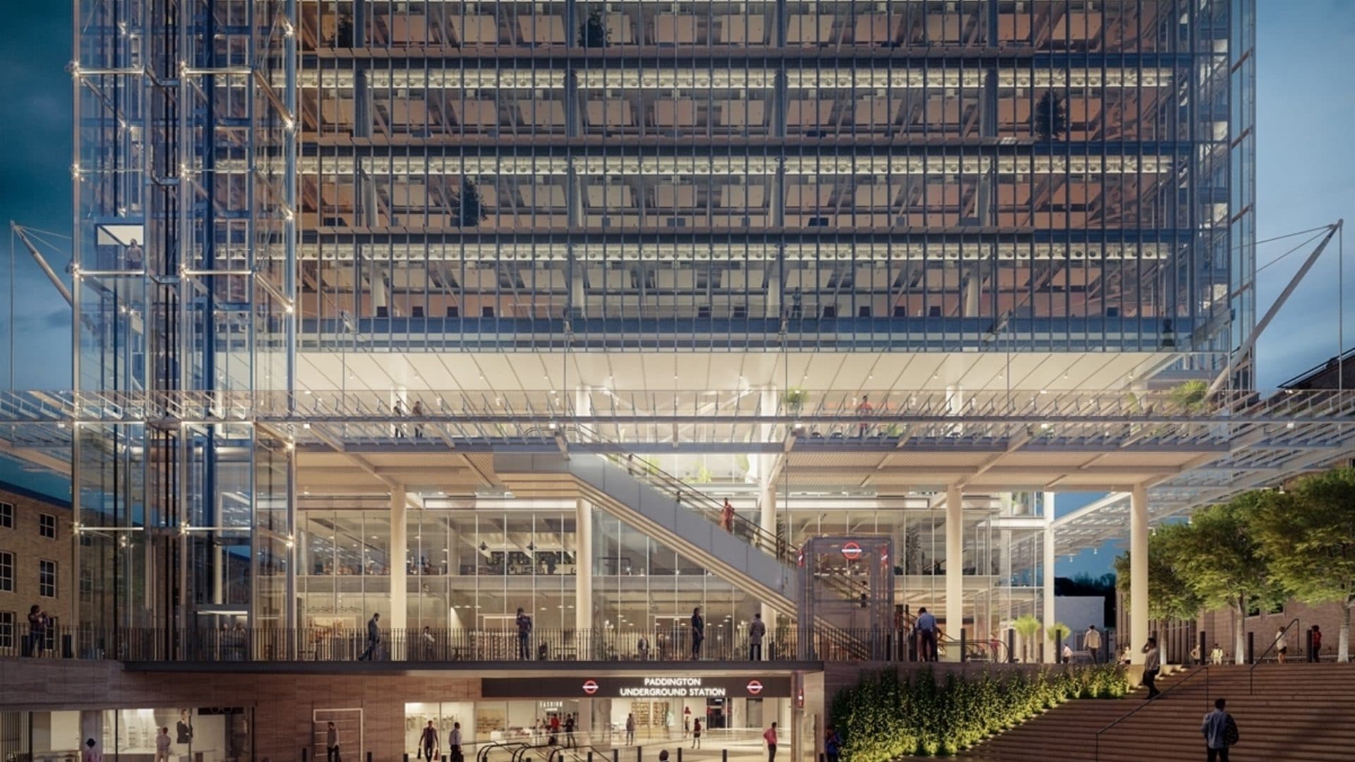 Render of the Paddington Square development featuring the London underground