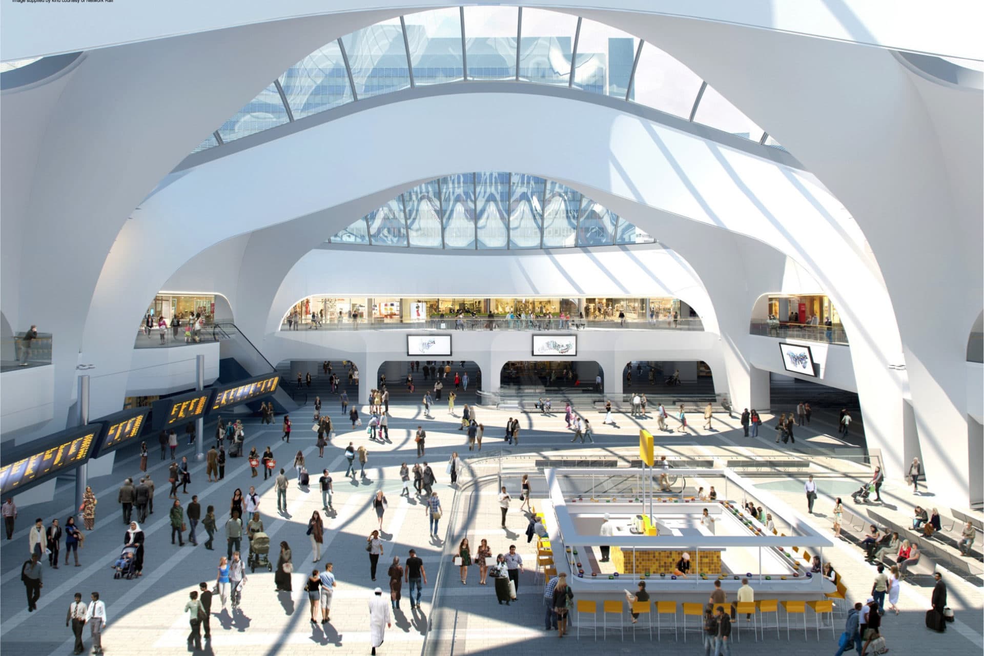 Interior render of Birmingham New Street station