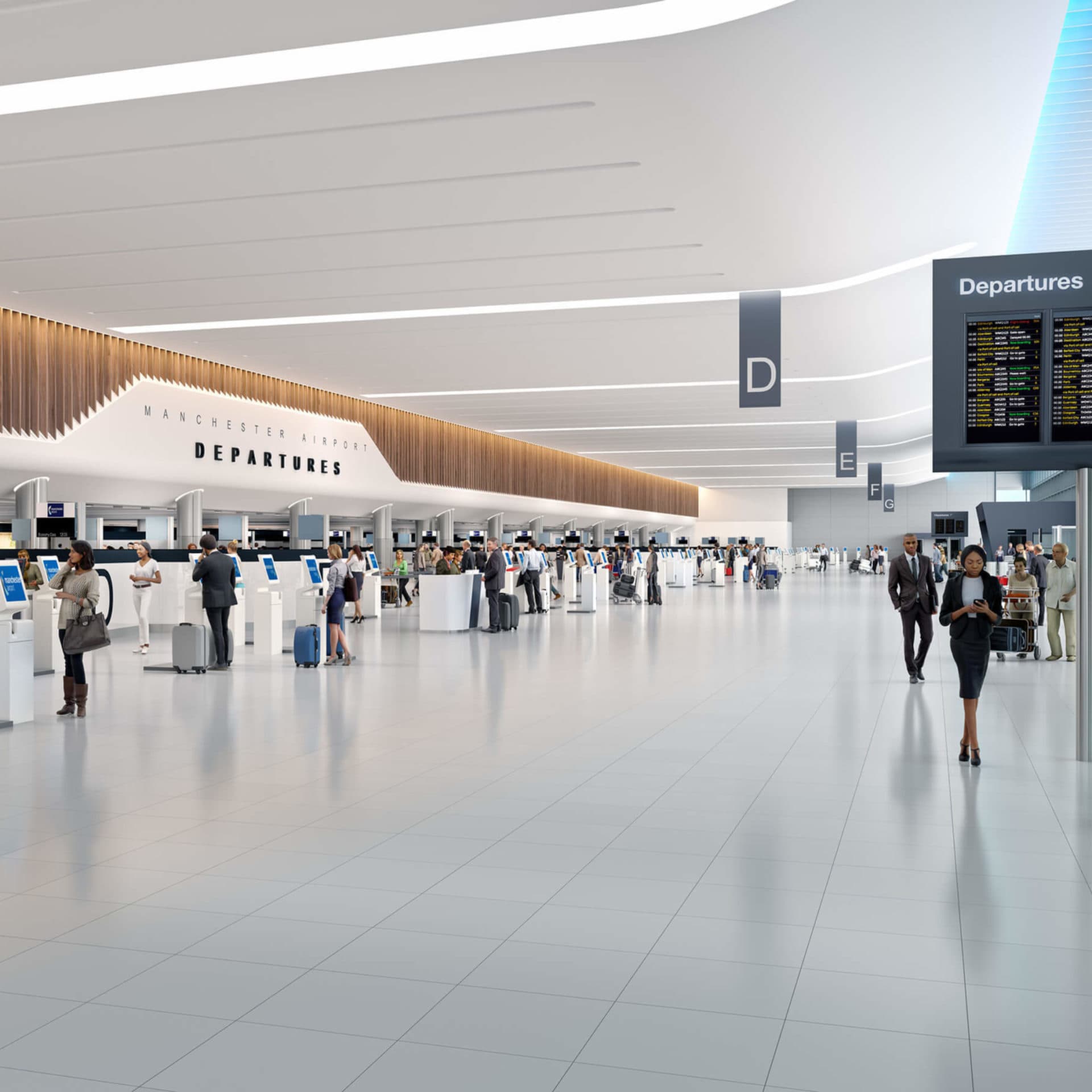 Interior image of Manchester airport departures