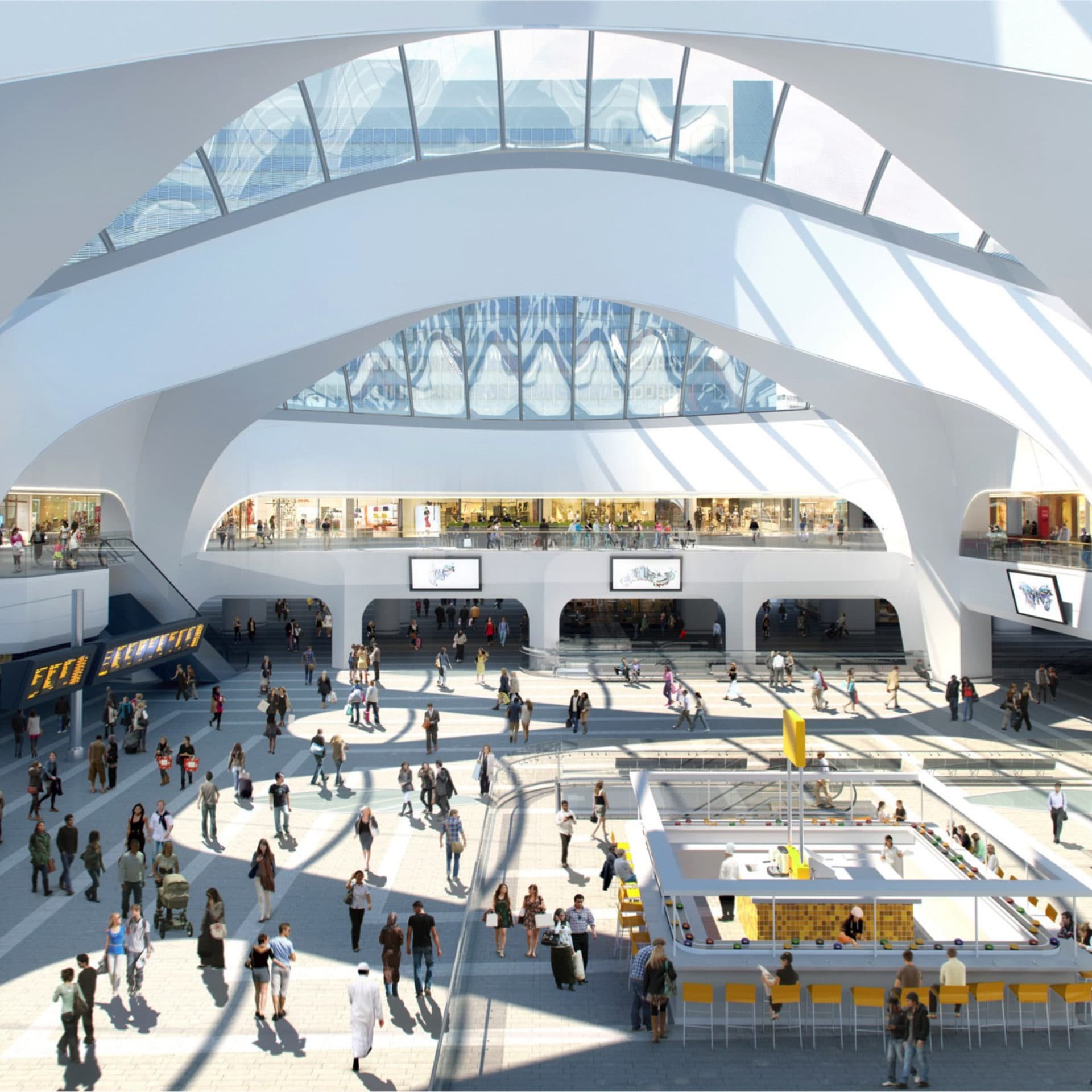 Interior render of Birmingham New Street station